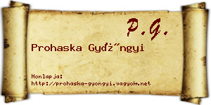 Prohaska Gyöngyi névjegykártya